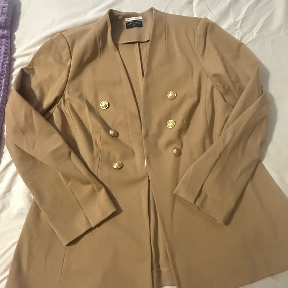 Lane Bryant Tan Blazer with Gold Accents